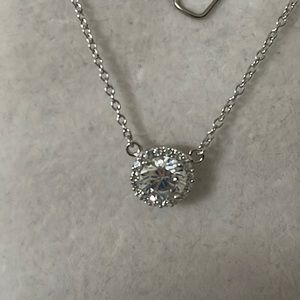 925 sterling silver CZ Halo  pendant with CZ in the middle plated 14k